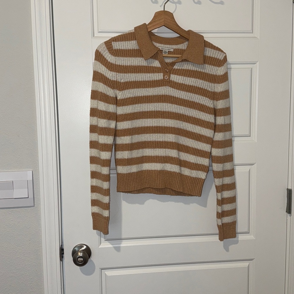american eagle outfitters striped collared sweater size medium